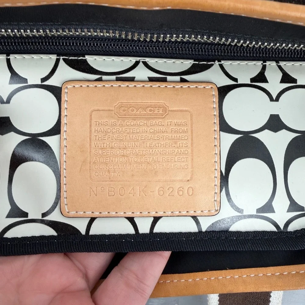 Coach Hamptons Weekend Nylon Canvas Mini Tote Bag Women Small Black Blue 6260